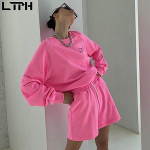 Sonderverkäufe ins Modetrend Casual Loose Trainingsanzug Einfache einfarbige Sweatshirts Zweiteiliges Set Damenkleidung 210427