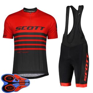 2021 Sommar Scott Team Mens Cykling Jersey Suit Short Sleeve Cykelskjorta Bib-byxor Ställer Snabbtorkad Andningsbara Racing Kläder Storlek XXS-6XL Y21041041