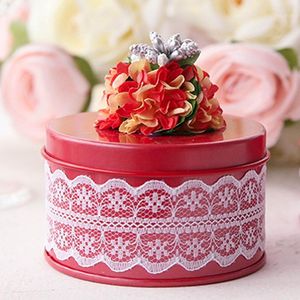 Gift Wrap Beautiful Lace Tin Iron Wedding Candy Box With Flowers Birthday Party Favor Cookies Boxes Christmas x4 cm
