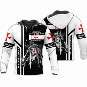 Medieval Knights Templar Oversize Hoodies 3d Print Sweatshirts Hip Hop Style Clothes Men Pullover Cool Hoodie Casual Jacket