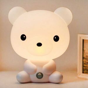 Cartoon noite luz cute panda urso mesa mesa de mesa crianças bebê sono lâmpada para quarto de cabeceira decoração interior lua lâmpada y0910