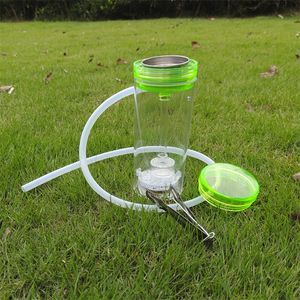 Portable Hookah Pipes Set Acrylic Shisha Chicha Narguile Plastic Smoking Water Pipe LED Lighter Glass Oil Rig V2