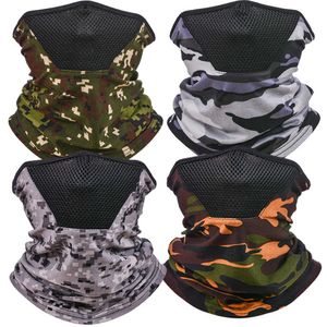 Outdoor Balaclava Bandana Military Tactical Cover Scarf Breathable Camouflage Neck Warm Gaiter Men Women Hiking Fishing Scarves Y1020