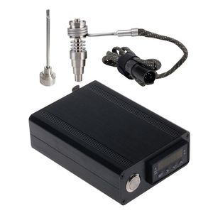 PID Temperature Controller Box Rökning Tillbehör Vax DAB Rig Enail Kit med 10mm 16mm 20mm Spolvärmare 6 i 1 Domeless Titan Nail Carb Cap för vatten Bong