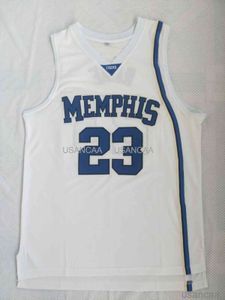 Billiga mäns 23 Derrick Rose Tigers White Blue Basketball Jersey Herrstitched S-XXL