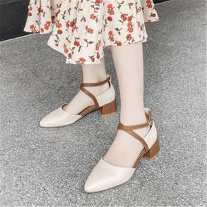 Mary Jane Women's Poated Toe Sandals Bag met Buckle Chaussure Sandalen Heels For Wedges Summer Shoes