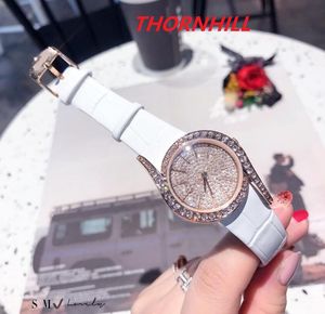 Womens Diamonds Relógios Movimento Automático Relógio de Couro 32mm Safira Relógio de Vidro Montre de Luxe