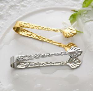 Küchengeräte Gold Silber Zuckerzange Clip Eiszange Gute Qualität gravierter Mini-Clip aus Edelstahl 304 SN2462