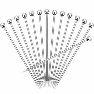 500pcs New Metal Fruit Stick Stainless Steel Cocktail Pick Tools Reusable Silver Cocktails Drink Picks 4.3 Inches 11cm kitchen Bar Party Bar Tool