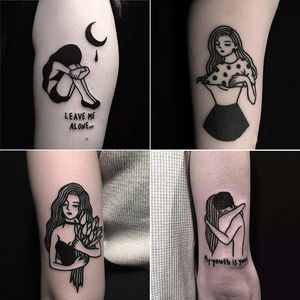 Geçici Dövme Su Geçirmez Dövmeler Seksi Sticker Bady Sanat Kadınlar Için WOMA Dövme için Japon Samurai Dövmeler Siyah Kızlar