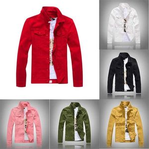 Jeans Coats Jacket Mäns Koreanska Stil Vår och Höst Denim Slim Långärmad Casual Solid Färg Ung pojke 211126