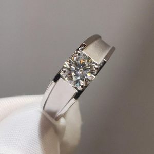 18K Weißgold Ring 1ct D VVS Moissanit Herren ausgezeichneter Schliff Verlobungs-Hochzeitsschmuck