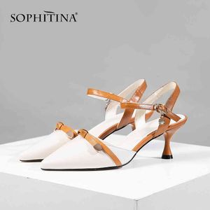 Sophitina الصنادل الأنيقة المرأة الصيف جودة عالية جلدية مشبك أشار تو الأحذية النسائية الأزياء صندل مريح SO458 210513