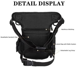 Molle Hunting Leg Bag Cycling Canvas Waist Pack Drop Thigh Bag Hanging Military Motorcycle Belt Pouch Multi-purpose Tactical Outdoor Leisure Pockets waistpacks