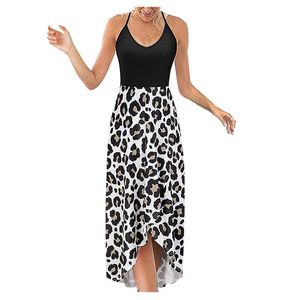 Wholesale plus size backless maxi dress resale online - Casual Dresses Elegant Floral Leopard Long Summer Women V Neck Backless Boho Party Maxi Dress Sundress Vestidos Plus Size XL