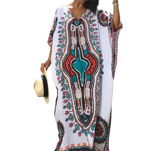 Beach Tunics Print Rayon Kaftan Dress Swimwear Large Size wear Cover ups Robe de Plage Saida Praia #Q288 210420