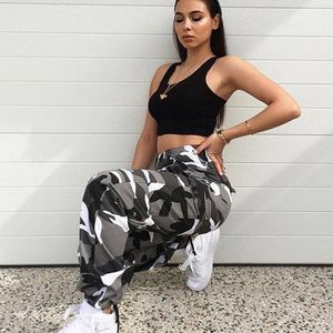 Women High Waist Camouflage Pants Fashion Pantalon Femme Trouser Ankle-Length Sweatpants Cotton Streetwear Camo Pants 210419