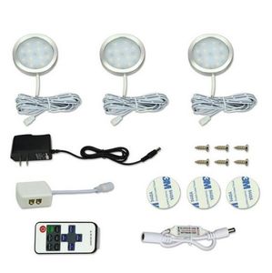 Remote Control Dimming LED Under Cabinet light DC12V Puck Round 21LEDs Wardrobe Lighting Lamp Cupboard Lights