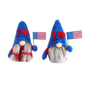 Patriotisk Gnome Fjärde av juli Party Tomte Plysch Stående Figur För Amerikansk Independence Day Present Hem Office Dekorationer