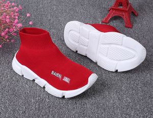 Spring Kids Shoes Korean Edition Barnens ull Stickade Socks Sko Boys och Girls Elastic Sport Fritid Sneakers