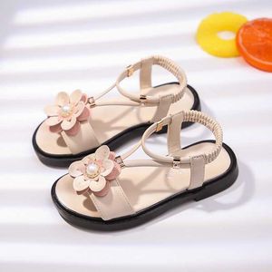 Sandaler sandaler sandaler flickor barn sandaler prinsessa söta blomma barn sommar strandskor ny mjuk söt blommor med pärla 26-36
