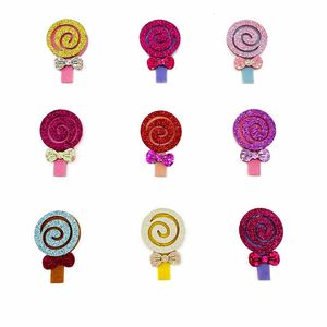 Brillos Artesanales al por mayor-Notiones de costura Rainbow Glitter Lollipop Dulces Arcos apliques Patches para accesorios para el cabello Suministro de artesanía