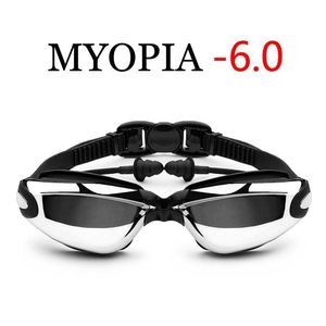 Adulti Diving Goggles Myopia Earplug Impermeabile Uomini Arena Natacion Ottico Swim Eyewear Nebbia Prescrizione Occhiali da nuoto Bbylco