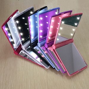 Lighted LED Compact Makeup Mirrors Mini Portable Folding Lady Cosmetic Travel Make Up Pocket Mirror Lighting with LEDS Lights for Women Girls
