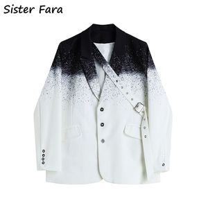 Sight Fara Chic Paint Blash Blazer Куртка Женщины Весна Однонародный Пальто Осень Офис Леди Свободные Повседневные Blazers 211019