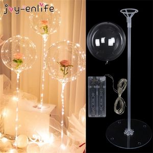 70 سم LED LED Balloon Stick Stand عيد ميلاد البالونات صافية Globos حامل حامل استحمام الطفل زواج حفلات الزفاف بالون Y0622