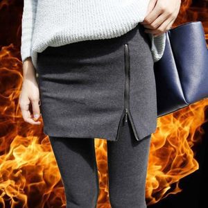 Leggings caldi della gonna per le donne Velluto spesso Pantaloni skinny a vita alta in cotone da donna casual Pantaloni elastici Streetwear 210428