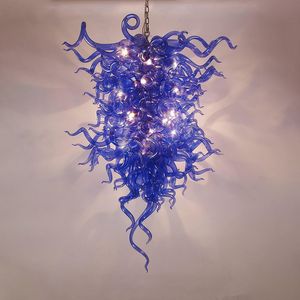 Linda lâmpada de vidro murano lâmpada azul colorido elegante elegante Luz de pingente de luz para mesa de jantar Top personalizado 60 por 120 cm