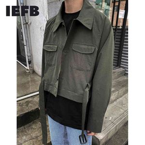 IEFB Abbigliamento da uomo Coreano Trench di media lunghezza Staccabile Primavera Risvolto Casual Allentato Taglia grande Giacca a vento monopetto 9Y4078 210524