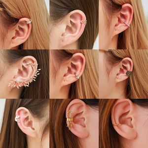 Fashion No Pierced Ear Clip Cuff Wrap Earrings Leaf Feather Pendant Non-piercing for Women Party Statement