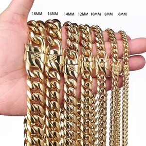 7" - 40" 316L Stainless Steel Cuban Miami Chains Necklaces Big Heavy Gold Round Link Chain Men Hip Hop Rock jewelry