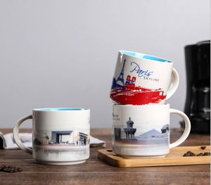 420ml kreativ kaffekopp Global Idol City Collector Serie Tea Cups Ceramic Prints Milk Tumblers för café rum