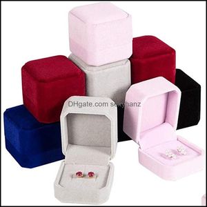 Smyckeslådor förpackning Display Square Ring örhängen Pendant Collection Organizer Holder Wedding Engagement Presentlåda Fall GWE11244 Drop D