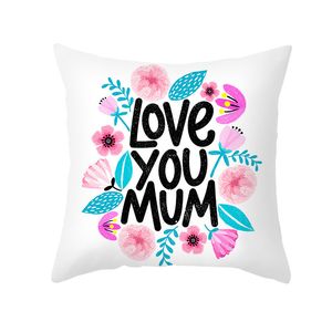 Mother's Day Pillow Case Soft Fabric Flannelette Square 18x18 Inch Floral Printed Cushion Cover for Home Sofa Bedroom Car GGA4360