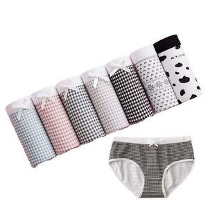 7 pezzi / set mutandine di cotone da donna stampa slip traspiranti ragazze mutandine morbide biancheria intima intimo femminile per le donne biancheria sexy 210720