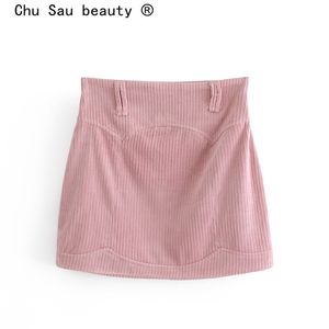 Fashion Autumn Casual Chic Corduroy Mini Skirt Pink Mini Women Fall Party Style Sexy Short Shorst Female Faldas de Mujer 210508