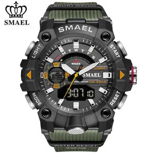 SMAEL Fashion Sports Waterproof Watch Men Top Luxury Brand Military Digital Quartz Wristwatch Mens Dual Display Backlight Clock X0625