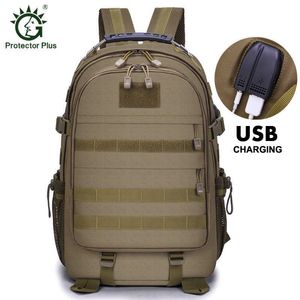 35L / 40L戦術的なバックパック男性15インチのラップトップUSB充電アーミーバッグ大容量の耐水性屋外リュックサックデイパックQ0721