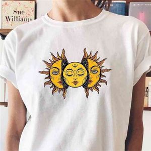 Harajuku hipster solförmörkelse sol och måne t-shirt vintage mode estetic grunge tee hipsters gotiska kvinnor tee kläder 210518