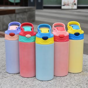 Sublimation UV Color Change Straight Sippy Cups Blanks Kids bottle 12oz Blank Cute Double-Wall Stainless Steel Tumbler Water Mugs in Bulk Safe for Toddler Wholesale