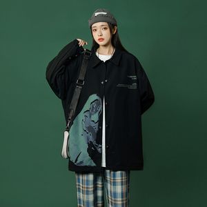 대형 인쇄 재킷 빈티지 일본 스타일 여성 하라주쿠 streetwear 스포츠 브레이커 캐주얼 힙합 폭격기 210510