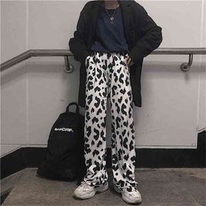 HOUZHOU Kuh Druck Breite Bein Hose Oversize Koreanische Stil Harajuku Hose Weibliche Sommer Straße Ästhetische Hohe Taille 210915