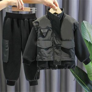 Våren höst barn baby kläder sätter barn pojkar tjejer mode förtjockta hoodies byxor 2pcs kostym toddler spädbarn kläder outfit