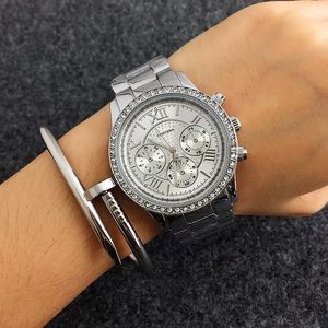 Geneva Classic Luxury Quartz Women Watches Fashion Female Clock Reloj Mujer Silver Diamonds Ladies Wristwatches 210616
