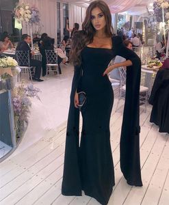 Nowoczesny Czarny Arabia Saudyjska Bridal Prom Dresses 2022 Długie Rękawy Bez Ramiączek Suknia Wieczorowa Formalna Nocna Party Suknie Vestidos