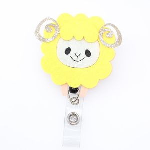Felt Retractable Reel ID Badge Holder yellow sheep animal yoyo id name card holder reel